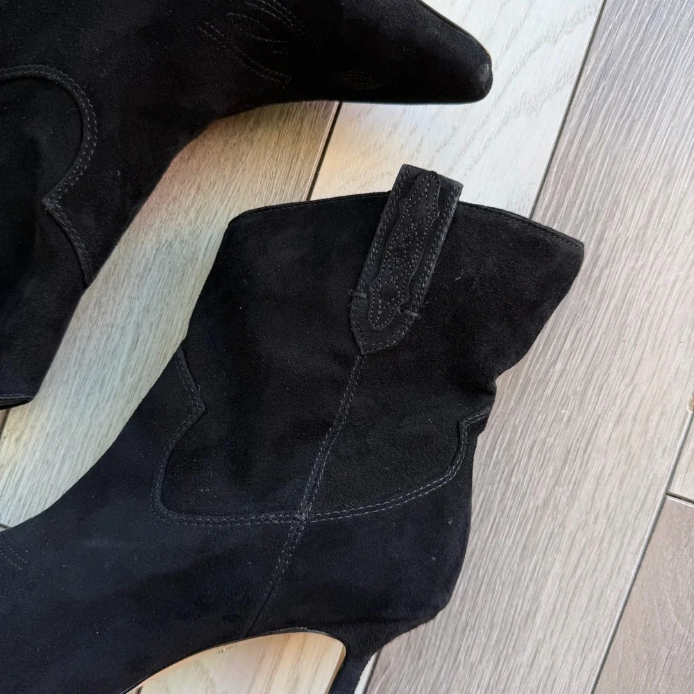 Sam Edelman Moe Embroidered Suede Ankle Boots In Black - Picture 3 of 11
